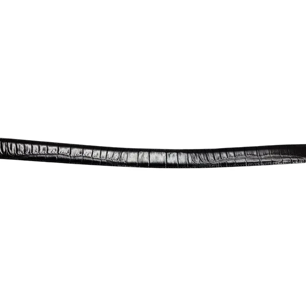 Vintage Brighton Onyx Mens Black Leather Belt Size 40 Croc Embossed USA Made